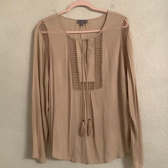 Joseph A Tops - Joseph A. Viscose Crinkle Top With Crochet Detail Tunic Size XL